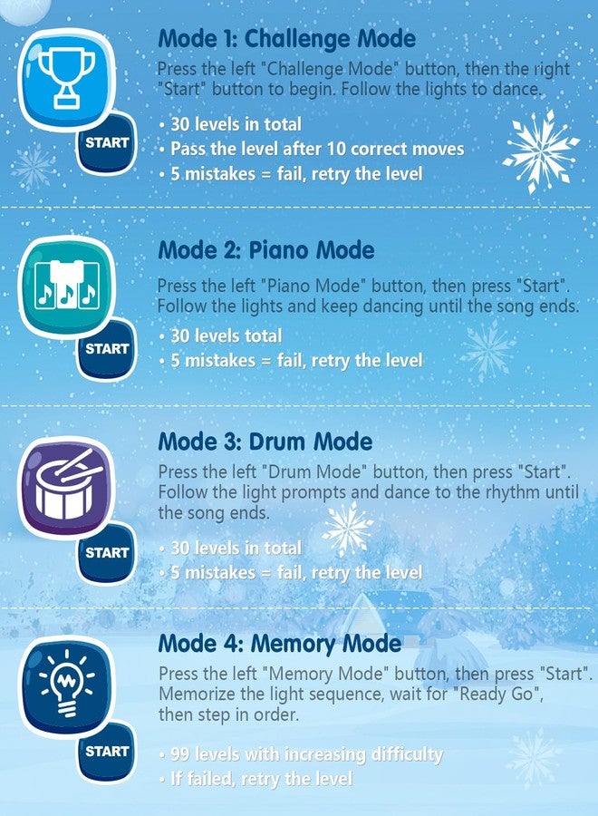 Humzo Frozen Toys Dance Mat for Girls - Bluetooth Light-Up Musical Floor Mat with 4 New Game Modes, Adjustable Volume, 2025 New Gift for Girls Ages 3-12 Birthday & Christmas - Image 3